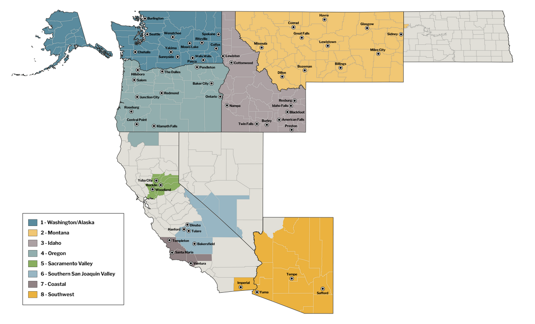 AgWest Regions Map