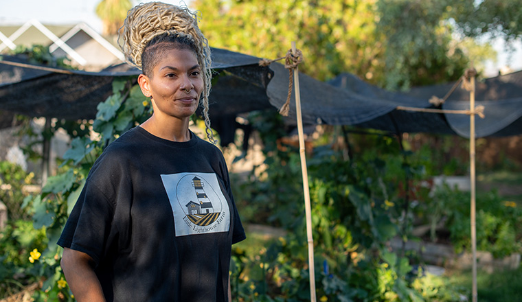cards Finding her way home: Grant winner grows food for her community